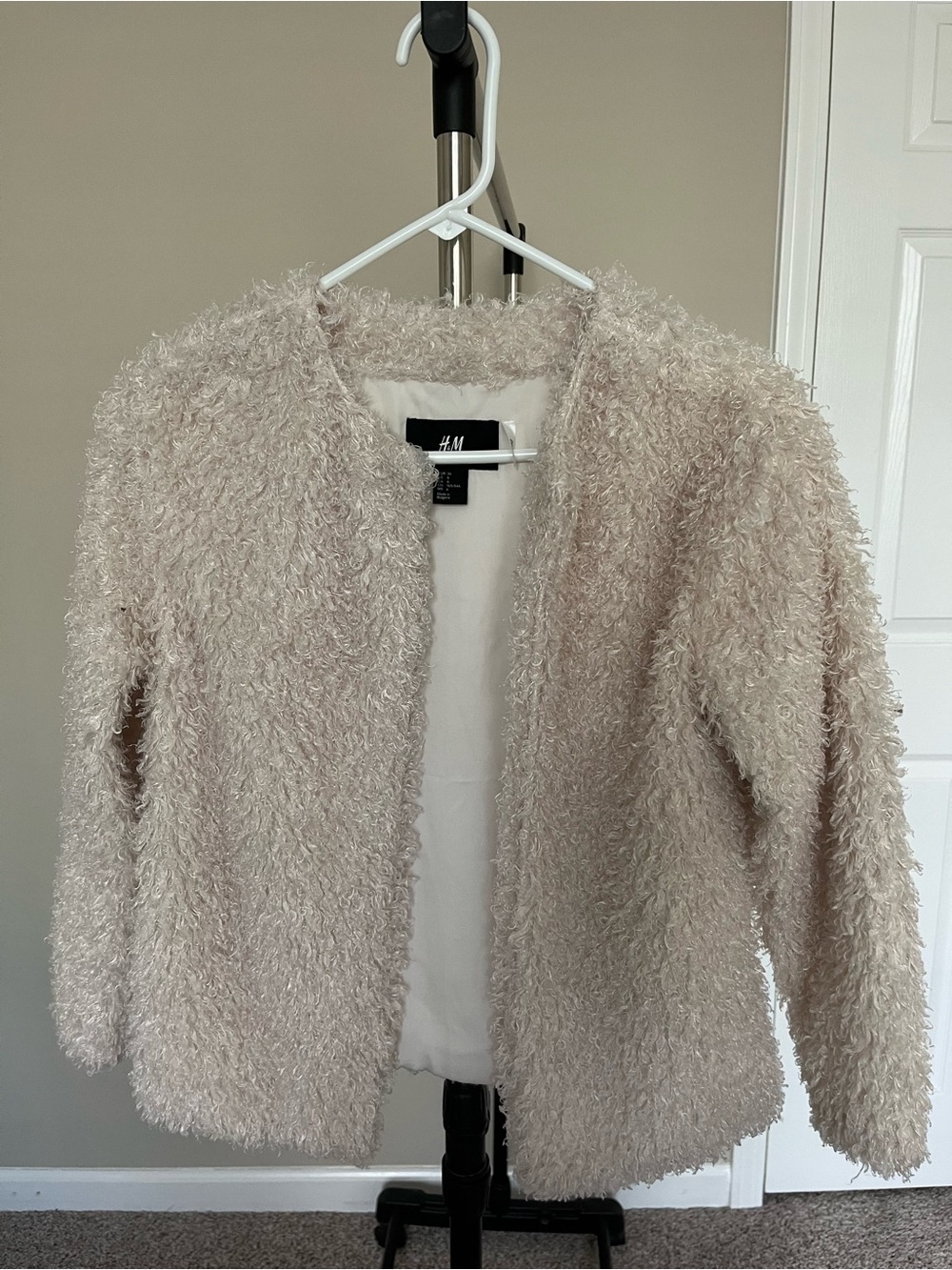 H&M Light Beige Fuzzy Open Jacket